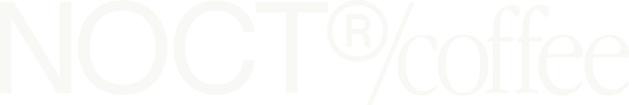 Text 'NOCT coffee' in a stylized font on a white background