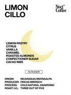 Noct Coffee Limon Cillo coffee flavor profile with lemon pastry description on a white background